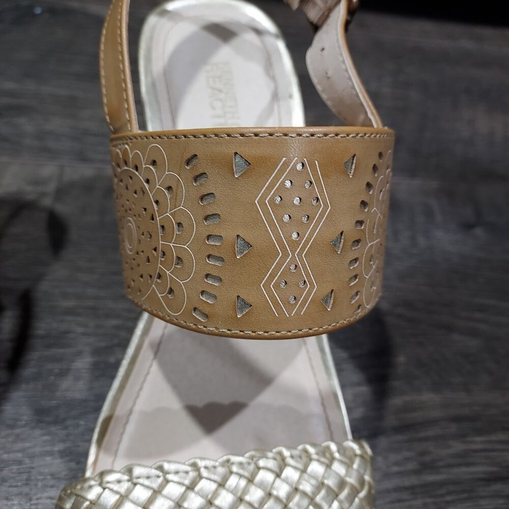 Kenneth Cole Reaction Cork Wedge Sandals Size 7.5 Sling Back Beach - Picture 5 of 8